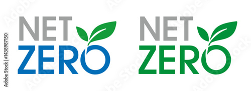 企画書のアイキャッチに使える、葉っぱのアイコン付きNET ZERO ロゴ