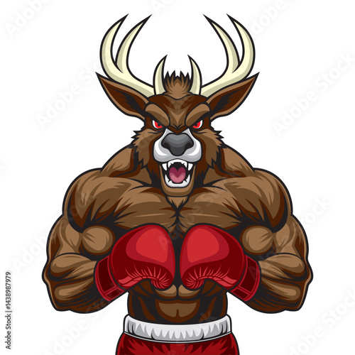 deer boxing mascot vector illustration design