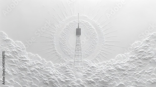 White background of a radio tower