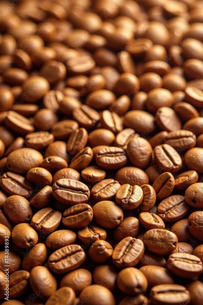 Naklejka premium Light brown coffee beans, scattered, high-resolution image , cappuccino, white