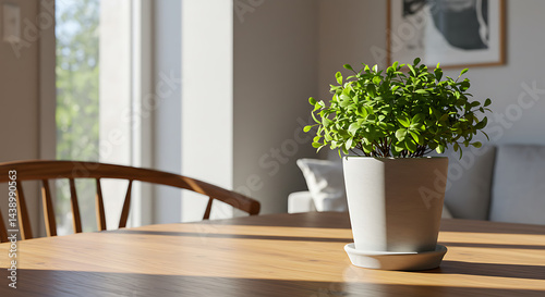Plant on Table in Bright Room Interior Decoration