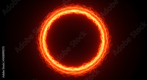 Fiery Ring: Abstract Energy Circle in Glowing Orange