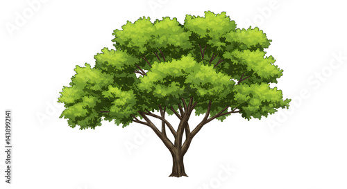 Lush Green Tree: A Vibrant, Detailed Illustration