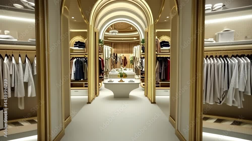 Luxurious fashion boutique interior with elegant displays and seamless aesthetic