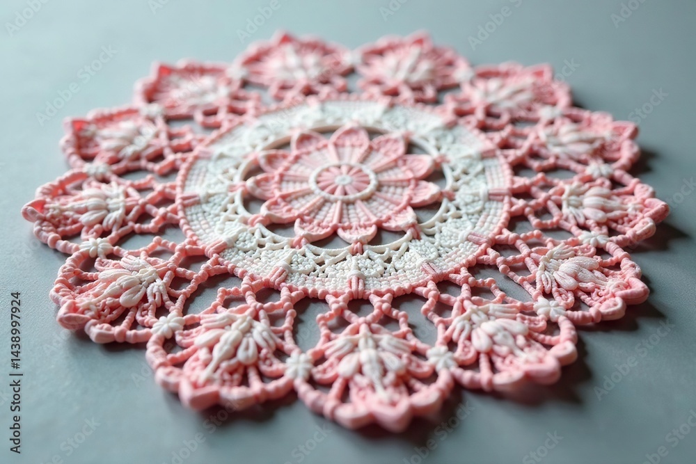 Obraz premium Intricate floral lace doily, delicate texture, vintage, shadow