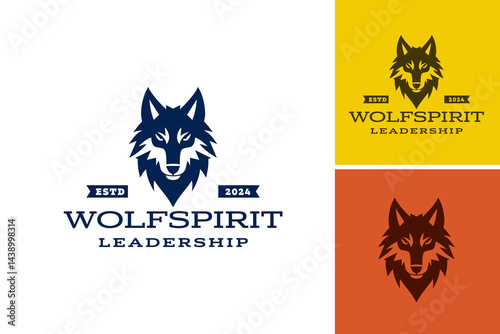 Blue wolfs head logo. Ideal for business logos, leadership blogs, or motivational designs. Layered EPS Vector