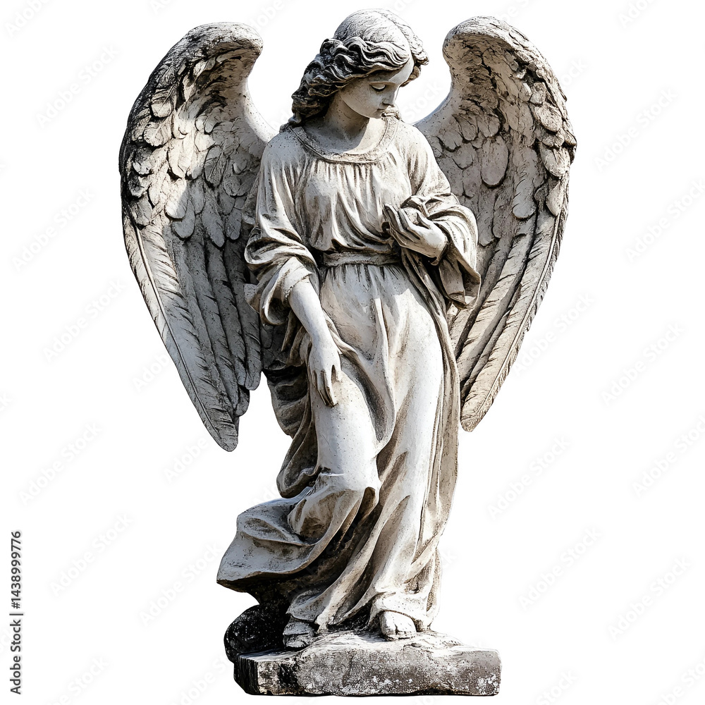 Fototapeta premium Sturdy concrete garden statue isolated on transparent background