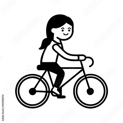 Women Riding Bike Hand Drawn