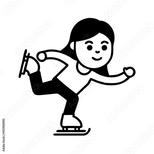 Women Doing Ice Skating Hand Drawn