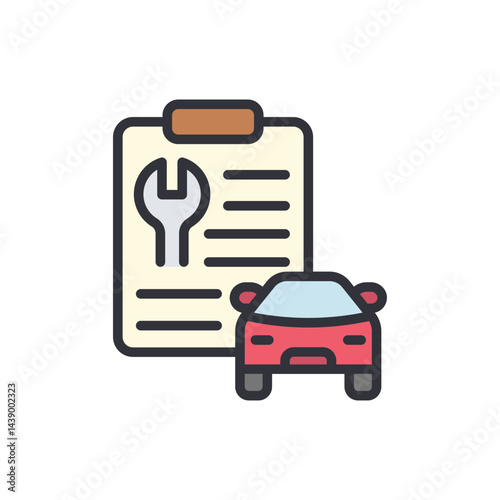 Car repair report colored icons, minimalist vector illustration ,simple transparent graphic element .Isolated on white background