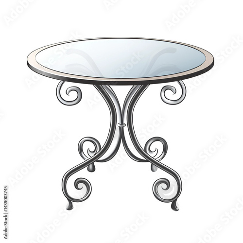 Vector graphic of a modern metal garden table isolated on transparent background