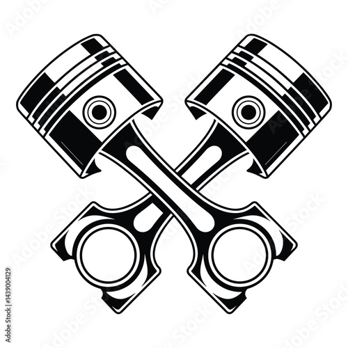 Crossed Pistons Vector on Checkered Background