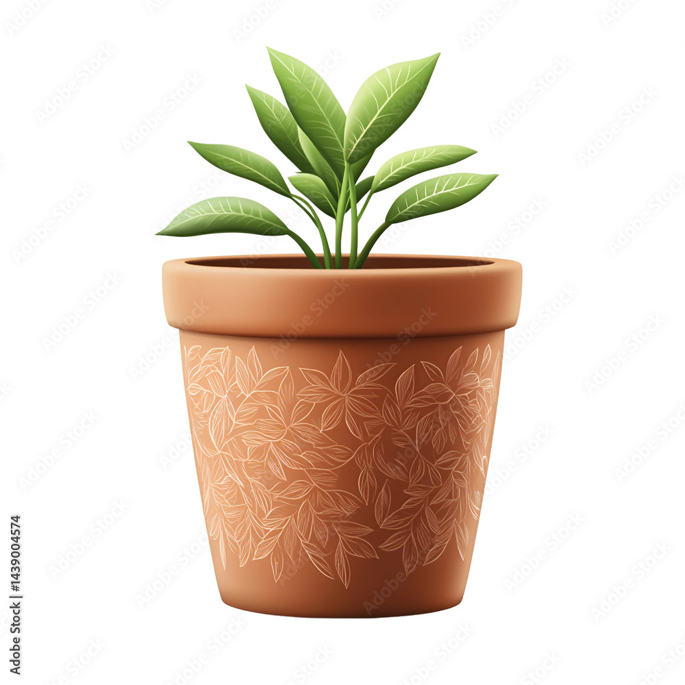 Fototapeta premium Vector illustration of a stylish ceramic garden pot, isolated on transparent background