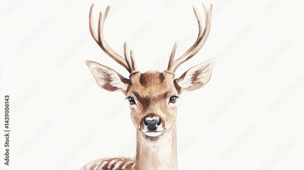 Fototapeta premium Watercolor deer portrait (2)