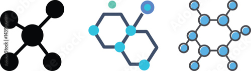 Modern Molecular Structure Icons Set - Scientific Chemistry Vector Design
