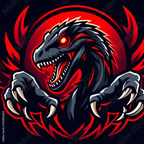 Wallpaper Mural Menacing Raptor with Glowing Red Eyes Logo Torontodigital.ca