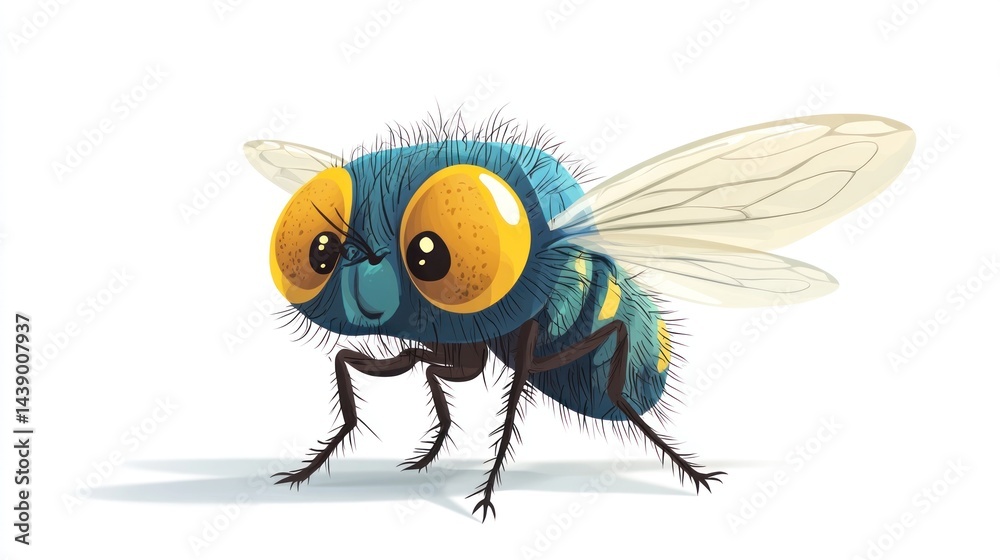 Naklejka premium Cute cartoon fly illustration
