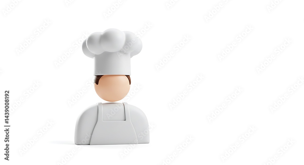 Chef Icon: Minimalist White 3D Render Chef Icon: Minimalist White 3D Render