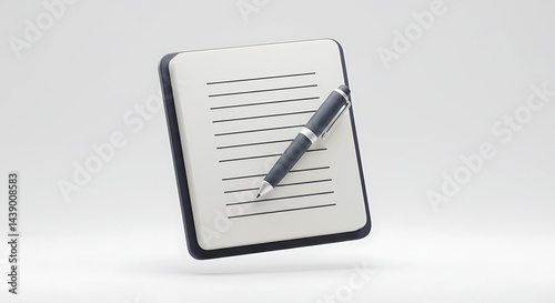 Clean Notepad with Pen: Minimalist 3D Render