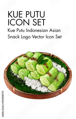 Kue putu indonesian snack logo vector Icon set