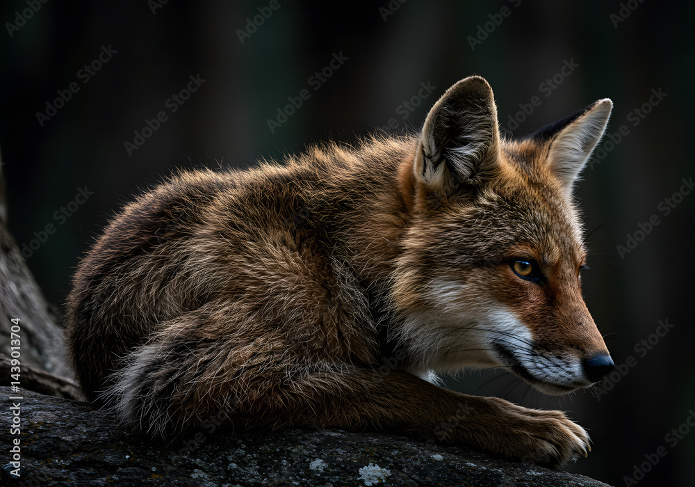 Fototapeta premium Majestic Red Fox in the Forest: Stunning Wildlife Photography