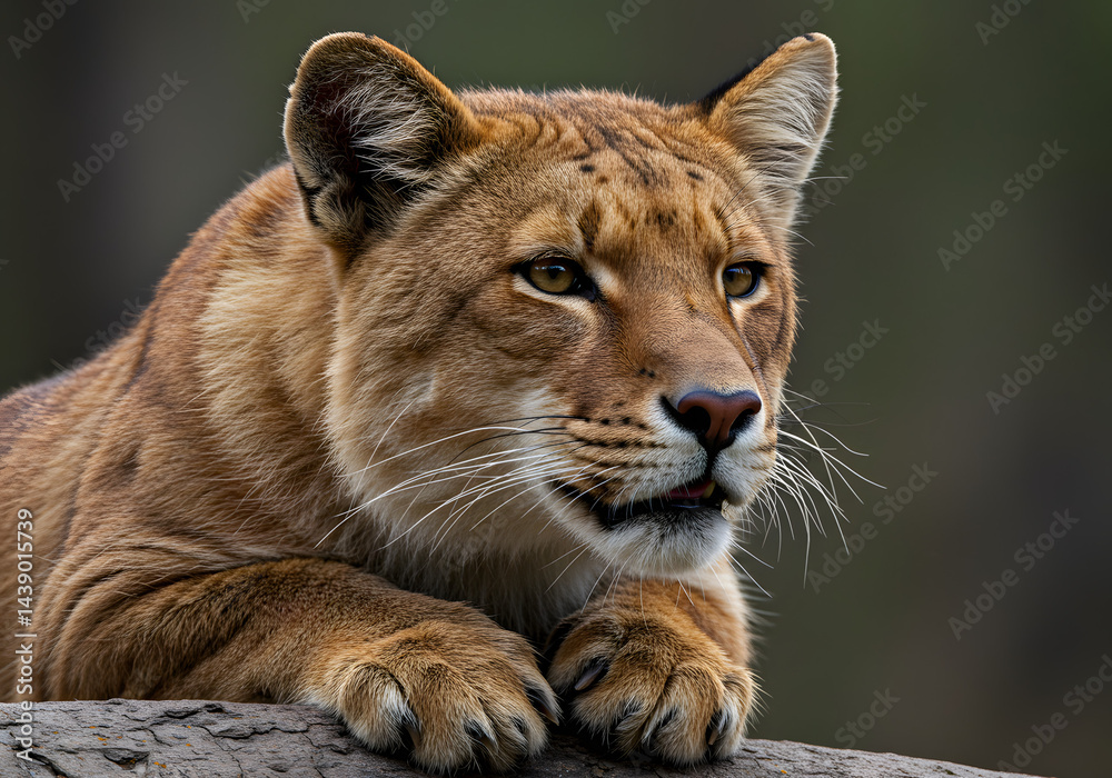 Obraz premium Majestic Cougar: Close-Up Portrait of a Wild Cat