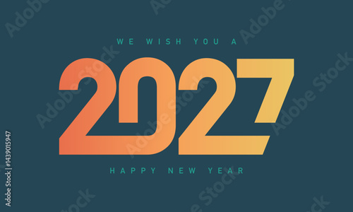 2027 new year template design with soft colors on green background.