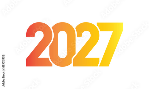 2027 new year template design with golden colour number on white background.