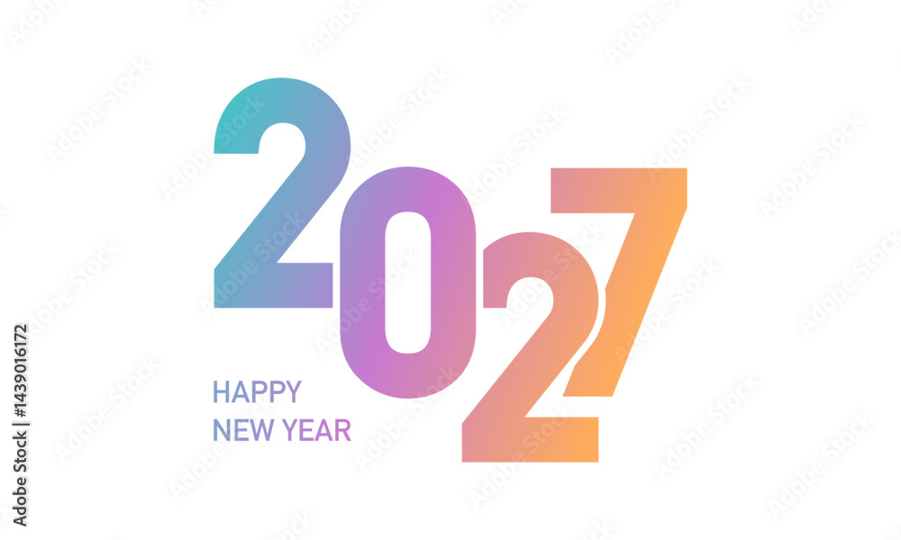 2027 new year template design with soft color numbers on white background. 2027 new year template design with soft color numbers on white background.