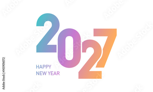 2027 new year template design with soft color numbers on white background.