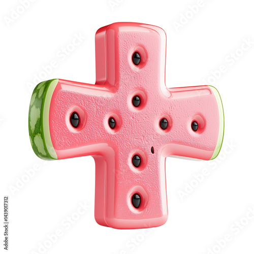 Watermelon plus sign fruit summer food illustration isolated on transparent  background png