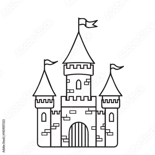 Royal castle illustration detailed architecture soaring towers flags creative material great for fantasy storytelling children’s art and projects

