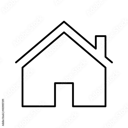 Simple Home Icon: A minimalist line drawing of a house, representing concepts of home, shelter, and property ownership.
