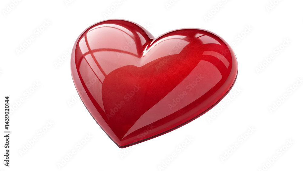 A shiny red heart with visible reflections isolated against a plain backdrop in a digital rendering png on transparent background A shiny red heart with visible reflections isolated against a plain backdrop in a digital rendering png on transparent background