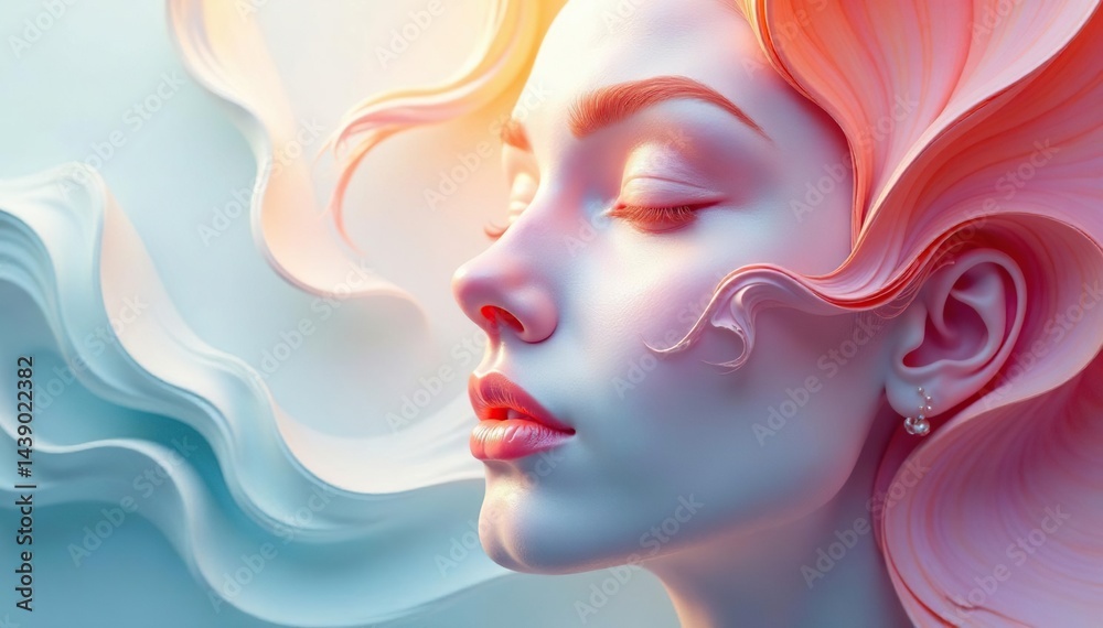 Abstract swirling face shape, organic flow, pastel hues, shape, pattern, swirl Abstract swirling face shape, organic flow, pastel hues, shape, pattern, swirl