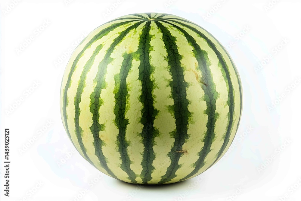 A whole ripe watermelon, isolated on a white background A whole ripe watermelon, isolated on a white background