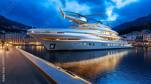 Luxury Yacht & Helicopter at Dusk - Luxury Lifestyle