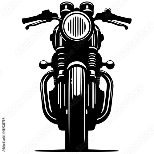 Classic custom motorcycle silhouette front view