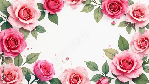 Intricate watercolor rose pattern, soft pastel hues, petals, texture
