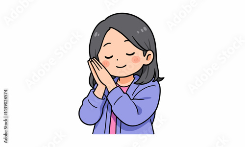 cute woman tired sleepy cartoon illustration