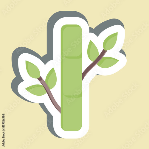 Sticker Bamboo. related to Fabric symbol. design editable