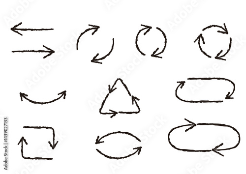 リサイクルのイメージの手書き風矢印　セット