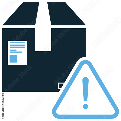 Logistics alert icon vector for shipment warning, cargo issue, and delivery problem. Ideal for logistic notification, freight caution, and supply chain error illustration.