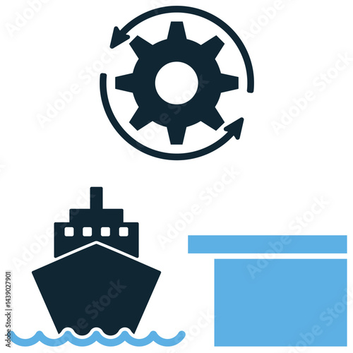 Port operations icon vector for cargo loading, freight movement, and shipment management. Ideal for harbor control, shipping coordination, and logistic site operation illustration.