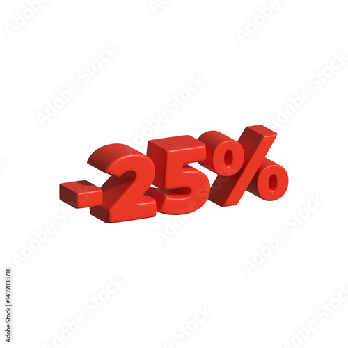 3d negative percentage red