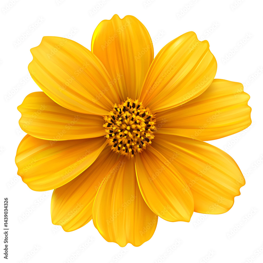 Obraz premium Realistic vector image of a vibrant yellow coreop isolated on transparent background