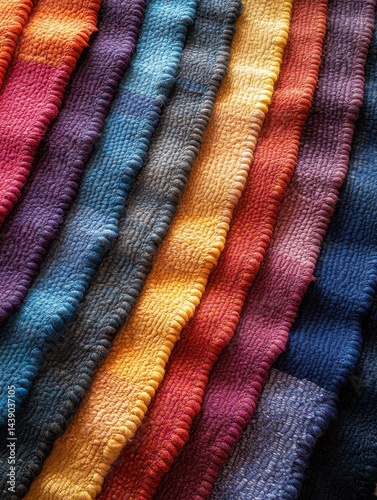 Vibrant Textured Fabric with Colorful Stripes and Rich Patterns
