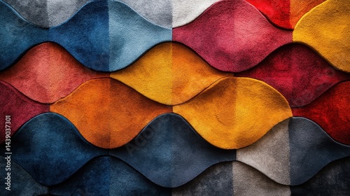 Colorful Wave Pattern of Textured Felt Material for Background Design