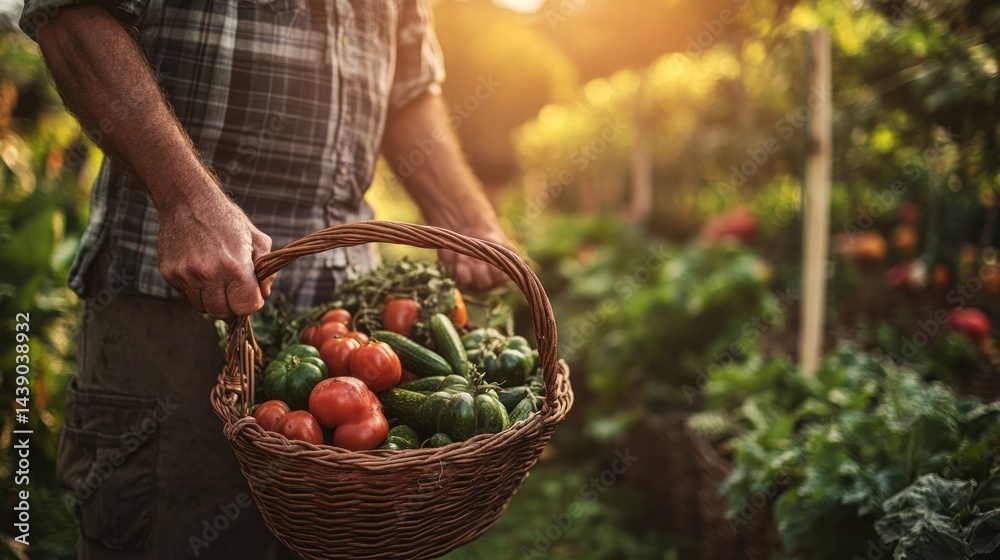 Fototapeta premium Harvesting Fresh Vegetables: A Farmer's Bounty