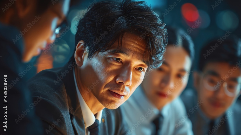 Obraz premium リーダーは自信と信頼でチームをリード